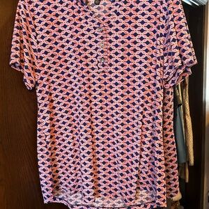 Ashley Blue Chain Link Pattern Top